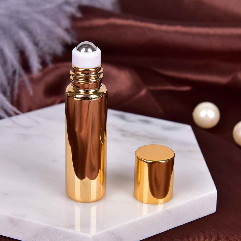 

1pc 5ml Mini Empty Glass Perfume Bottles Roll On Essential Oil Roller Bottle For Travel With Steel Ball золотой