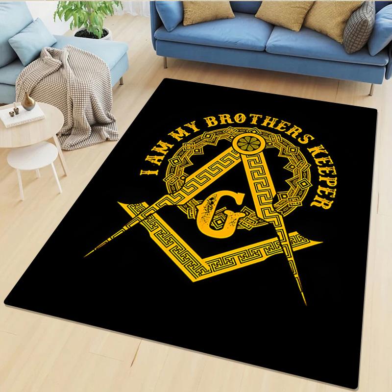1 Tapis Imprimé Franc-Maçon - Tapis de Décoration Intérieure Pour Salon Chambre Sol Zone de Chaise d'Ordinateur Tapis