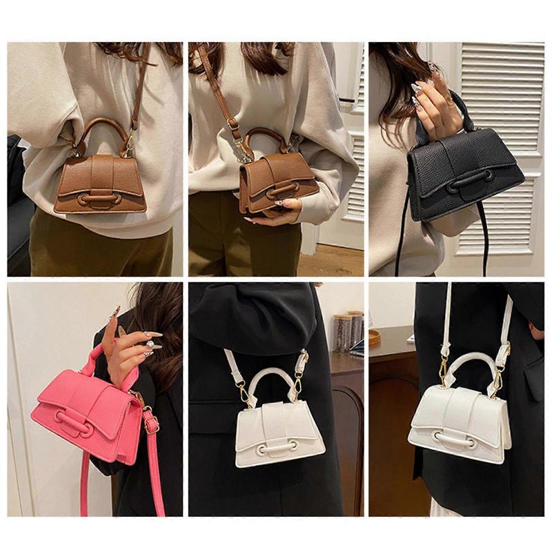Korean Styles Crossbody Bag for Women Fashionable Daily Handbag with Top Handle Solid Color Shoulder Bag Work Bag White