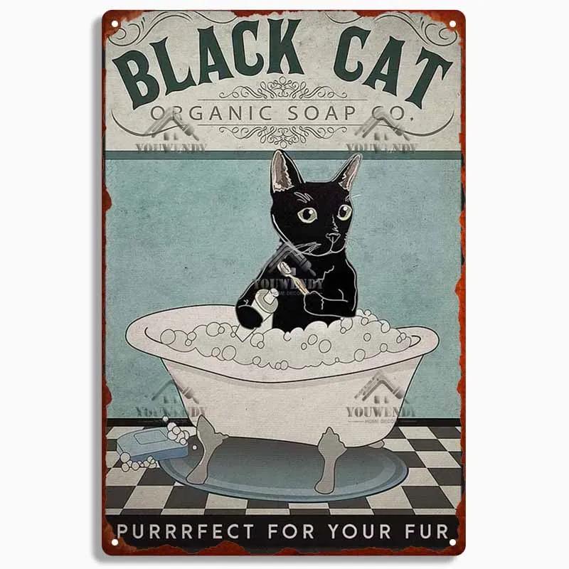 Retro Blechschild Plakette Metall Vintage Lustige Katzenkunst Poster Heimdekoration für Wohnzimmer Haustierbedarf Wanddekoration
