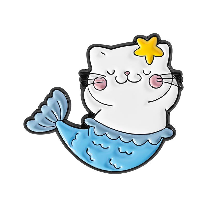 

Милые эмалевые значки в виде кошки-русалки, на заказ, красивые броши в виде хвоста русалки, значки на лацкан, одежда, животные, ювелирные изделия, подарок для детей, друзей