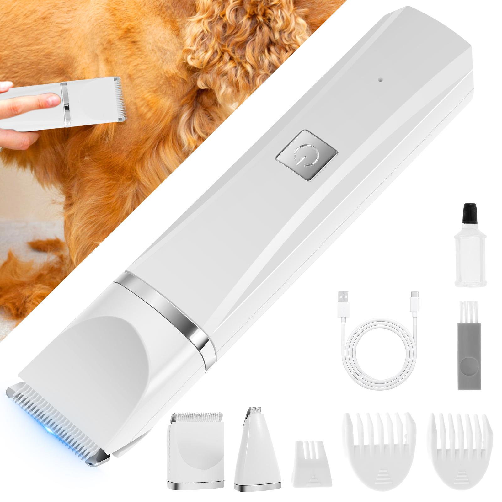 

Electric Pet Hair Clipper Low Noise Pet Hair Trimmer Shaver Kit Portable USB Rechargeable Cordless Cat Paw Trimmer for Cat Dog