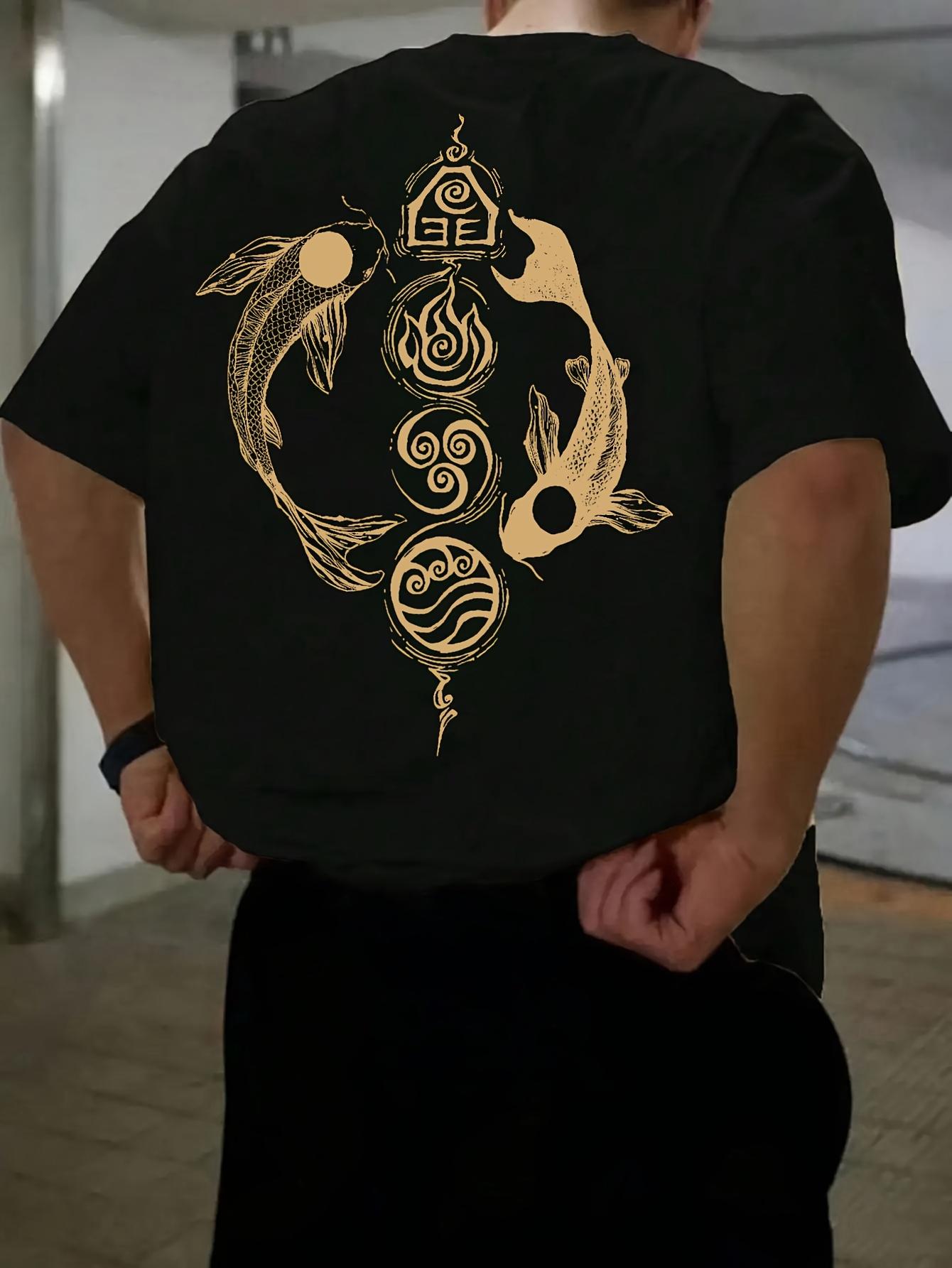 Summer Fishpatterned Printed Tshirt 100 Pure Cotton Mens Tshirt Fashionable Versatile for Daily Wear Comfortable Breathable S