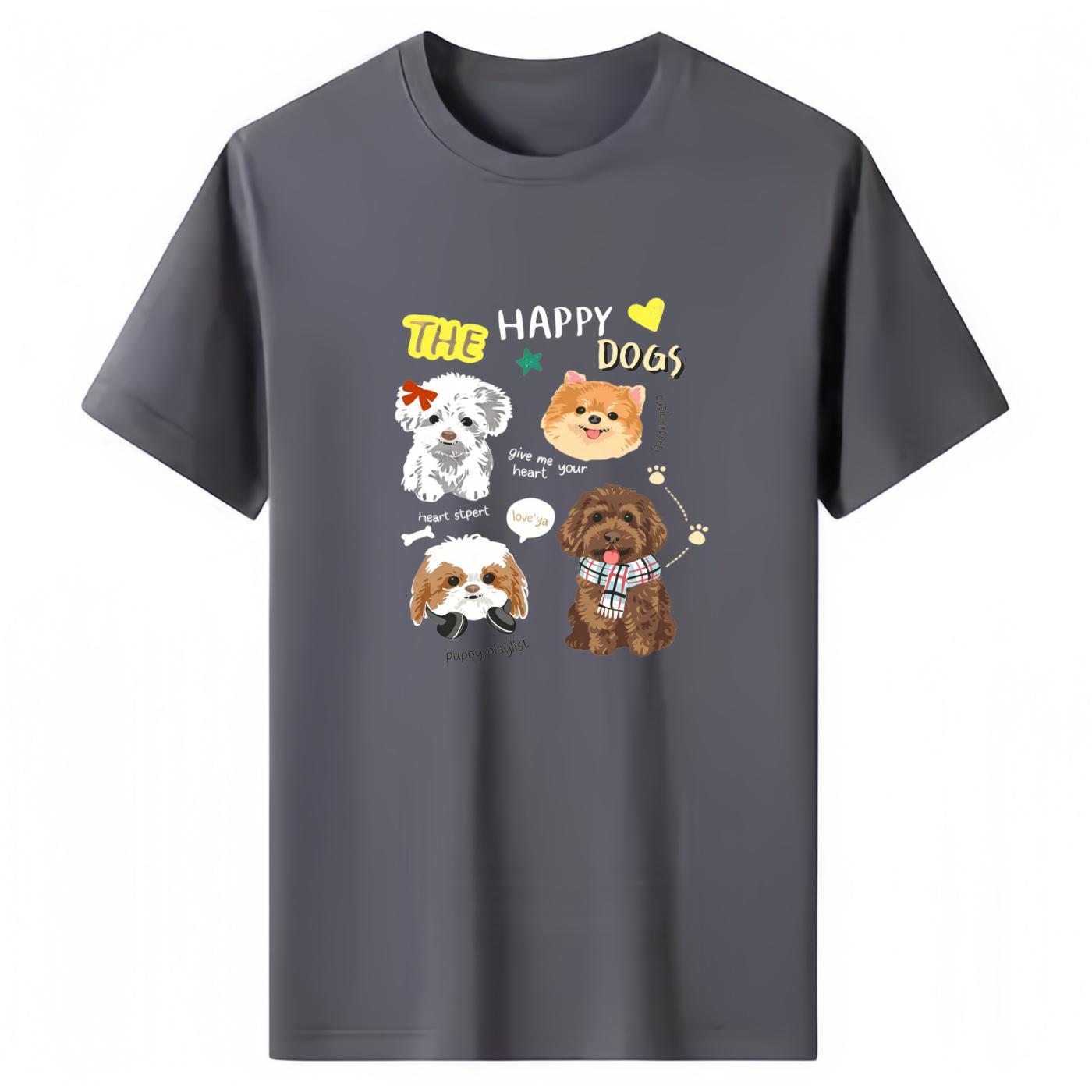

Happy Puppies Family MultiColor MultiBreed Cute Pet Cotton TShirt for Adults and Children Couple and ParentChild Style S