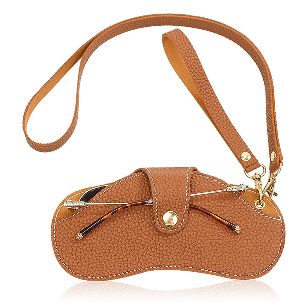Retro PU Leather Handmade Glasses Bag Sunglasses Case Portable Myopia Frame Protector Simple Hanging Neck Wrist Storage Box