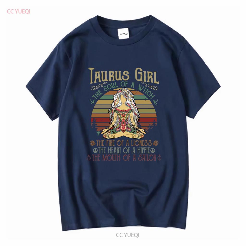 Taurus Girl The Soul Of A Witch T Shirt Cotton Crew neck long or short sleeves vintage Washed Slightly Soft streetwear