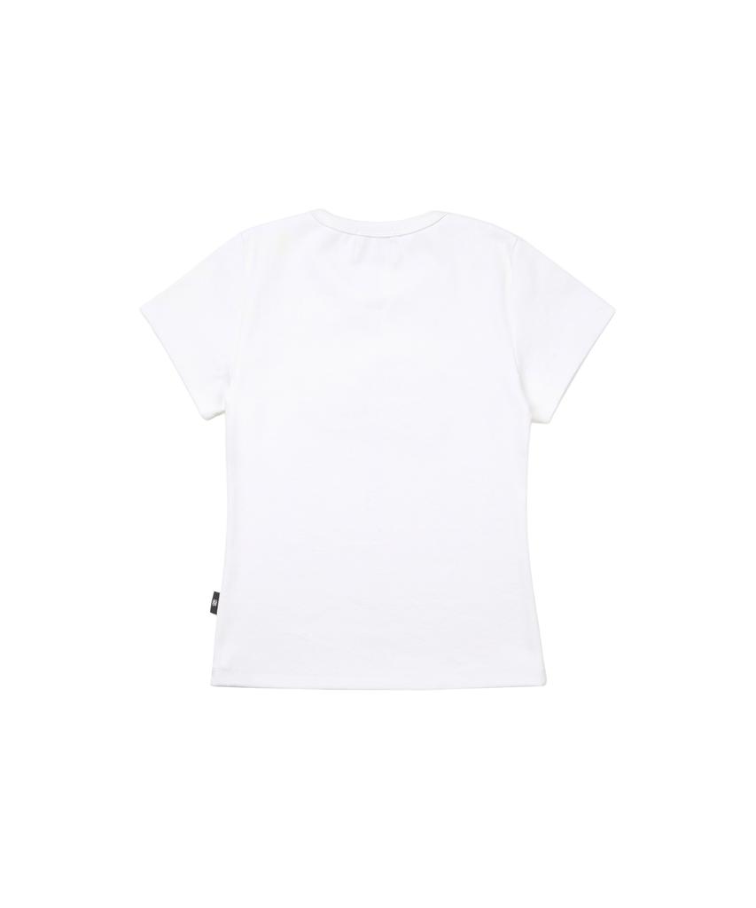 Gillaakaibeu Stud Patch Logo Dyed Crop T-Shirts_White
