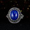 Silver Ring Antique Oval Lapis Rings for Women Men  Engagement Anniversary Gift Fashion Ring