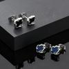 Fashion Punk Black Blue Irregular Geometric Metal Small Stud Earrings Trendy Waterproof Piercing Jewelry for Men Gifts
