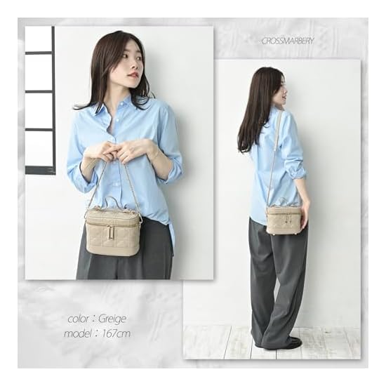 [Crossmarbery] Vanity Small Shoulder Bag Quilted Cosmetic Large Capacity Stylish Chain Cute Shoulder