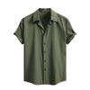 Men's Solid Color Textured Button Short Sleeve Shirts Men's Casual Fashion Short Sleeve Shirts