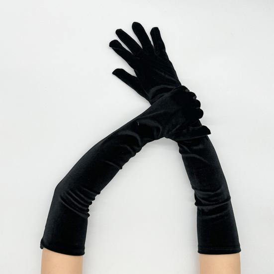 Women Velvet Long Gloves Retro Elbow Length Gloves 1920s Flapper