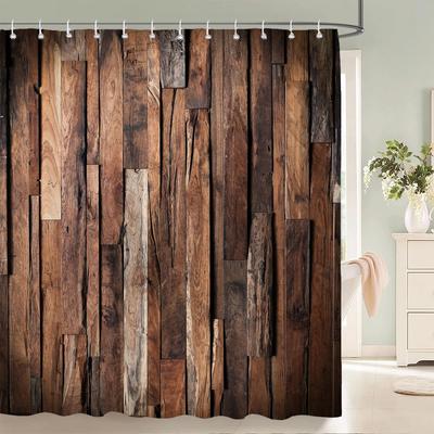 3D Retro Old Wood Pattern Shower Curtains Europe and America Style Printed Bath Curtain Waterproof Bathroom Shower Curtain