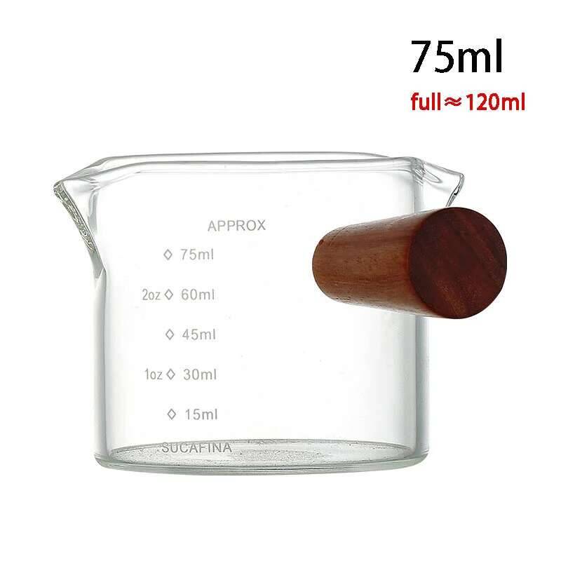 

Coffee Accessories Espresso Measuring Glass Cup Cafe Milk Ladle Pitcher Cappuccino Jug Wood Handle Frothers For Kitchen Pot