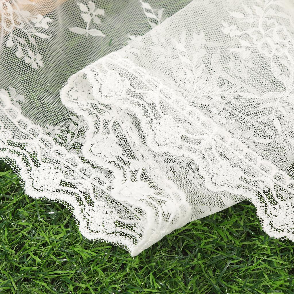 AWAYTR Summer White Woven Floral Lace Hair Scarf Wraps Women Retro Triangle Headscarf Hat Travel Photo Headband Hair Accessories