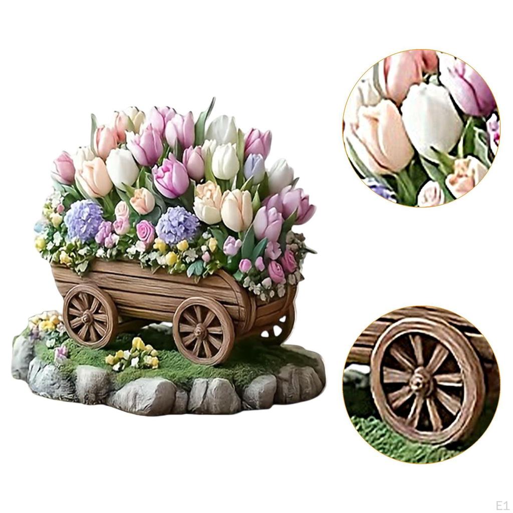 2D Flower Cart Decoration Decorative Board with Base Centerpiece Adornment Acrylic Artwork Flat
