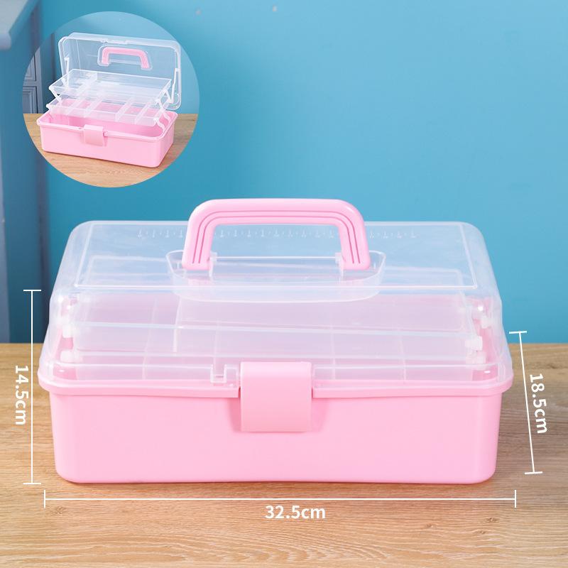 Składane Trójwarstwowe Przenośne Pudełko do Przechowywania, Duże Pojemnościowe Metalowe Pudełko na Narzędzia, Pudełko na Akcesoria do Zdobienia Paznokci, Pudełko do Przechowywania Artykułów Plastycznych i Akcesoriów