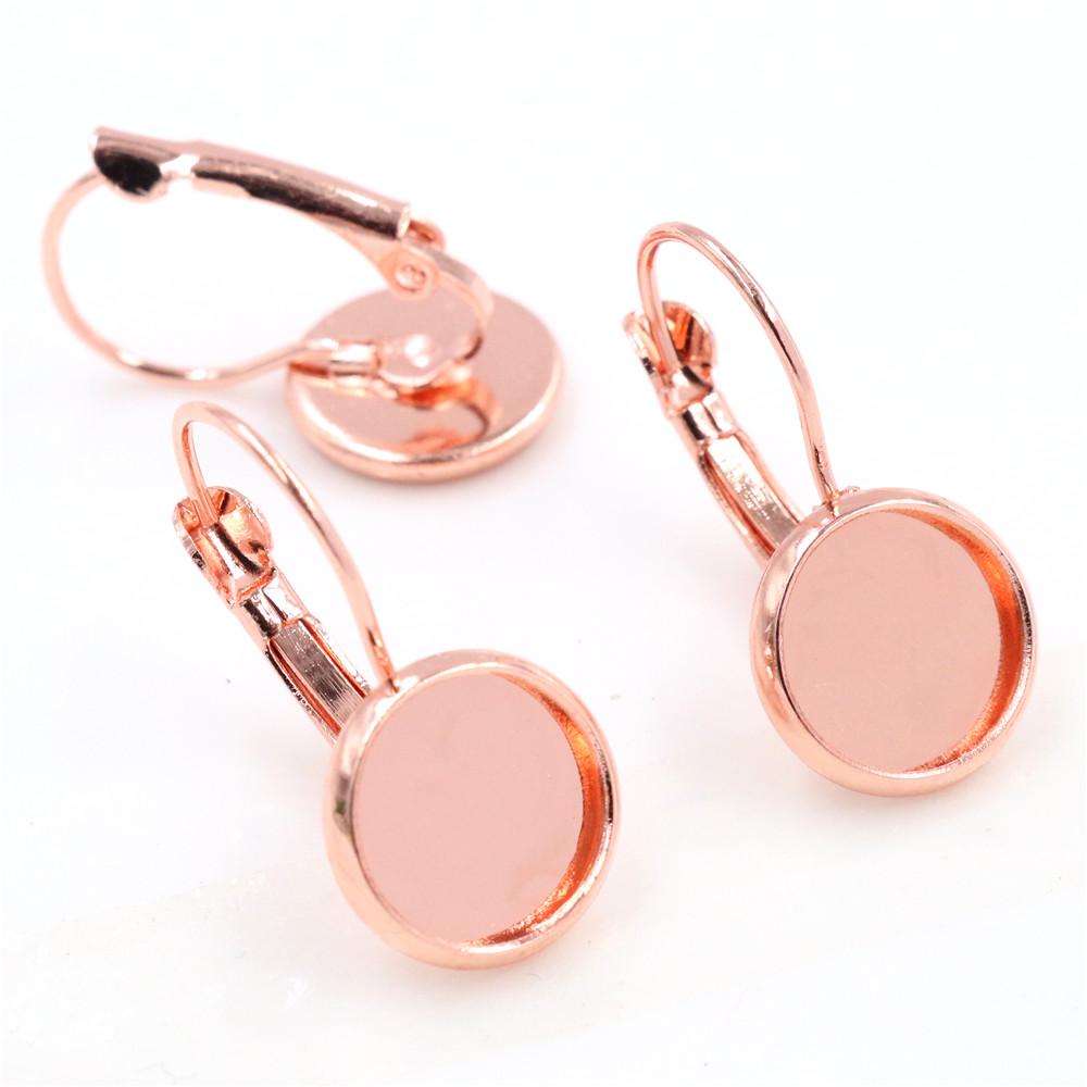 10mm 10pcs 9 Colors Plated French Lever Back Earrings Blank/Base,Fit 10mm Glass Cabochons,Buttons;Earring Bezels