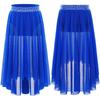 Girls Lyrical Contemporary Modern Dance Skirts Shiny Rhinestones Waistband Side Slit High Low Irregular Mesh Skirt Performance Costume