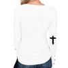 T-Shirts für Damen Langarm, Rundärmel Vertikales Kreuz Lässiges Grafik-Shirt,