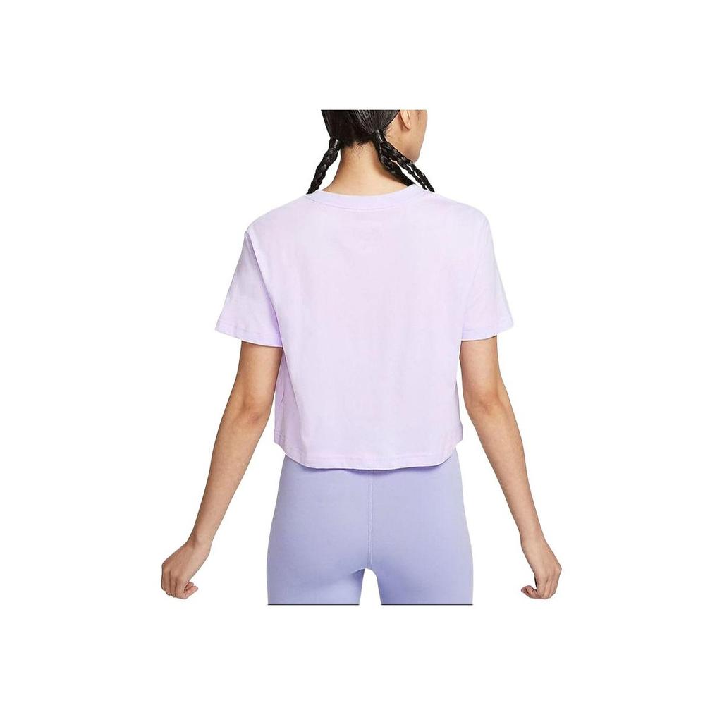 Nike Summer 2024 Alphabet Logo Crew Neck Loose Casual Crop Short Sleeve T-Shirt Women Tops Light-Purple BV6176-511