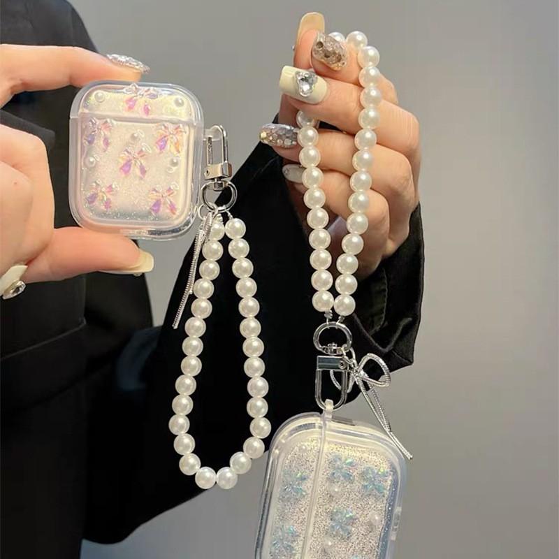 

Чехол для наушников Xiaoqing New Wind Подходит для Apple Airpods4 Жемчужная цепочка Airpods3 Pro Бант-подвеска AirPods 1 2