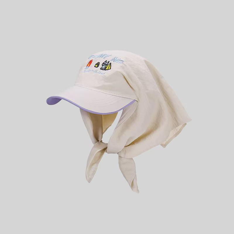 Yellow Cartoon Embroidery Headscarf Baseball Cap for Women – Hip Hop Style, Face-Slimming, Trendy Streetwear Accessory.