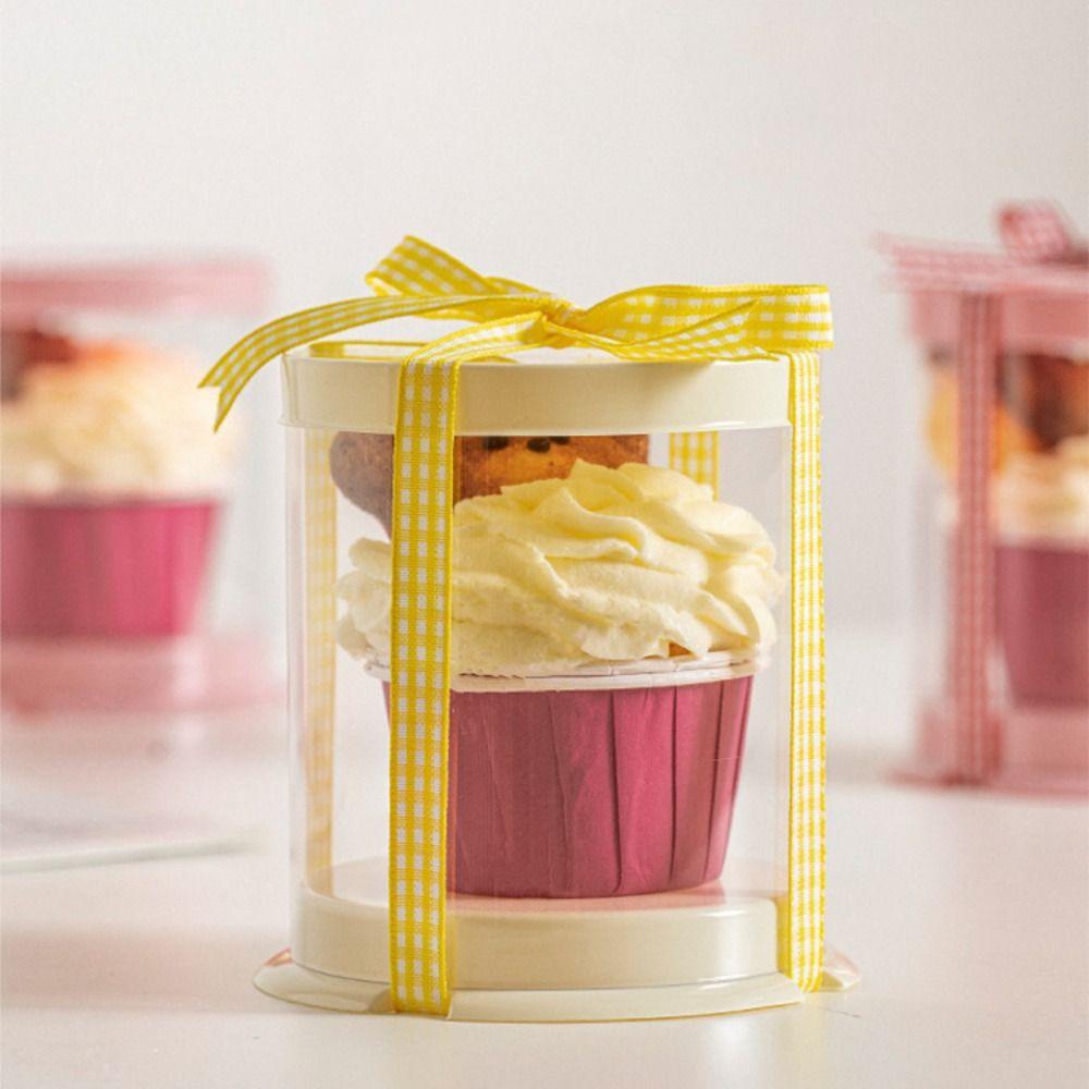 10Pcs Tall Layer Lid Cupcake Box Transparent Cookies Box Baking Dessert Container Wedding Supplies
