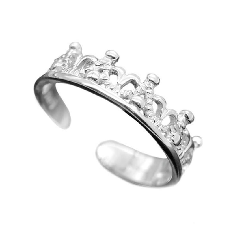 Simple Girl Sweet Princess Small Crown 925 Sterling Silver Jwelry Hollow Flower Exquisite Popular Opening Rings Sr44