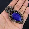 Lapislazuli-Edelstein, reiner Kupferdraht, umwickelt, handgefertigter Anhänger-Schmuck