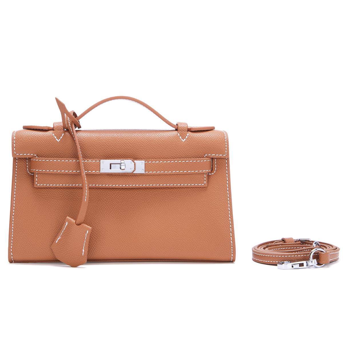 

2025 Новая сумка с рисунком пальмы Kai Generation Fashion Texture из натуральной кожи и коровьей кожи с диагональным поперечным ремешком на одно плечо 22x8x14cm коричневый