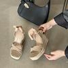 Fashion Hemp Rope Wedge Heel Sandals, Women'S Summer Roman Platform Waterproof Platform Soft Leather High Heels, 2025 Women'S Shoes
