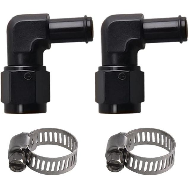 6AN Female to 3/8" Barb Straight Swivel Fitting Adapter Aluminum Black 4Pcs