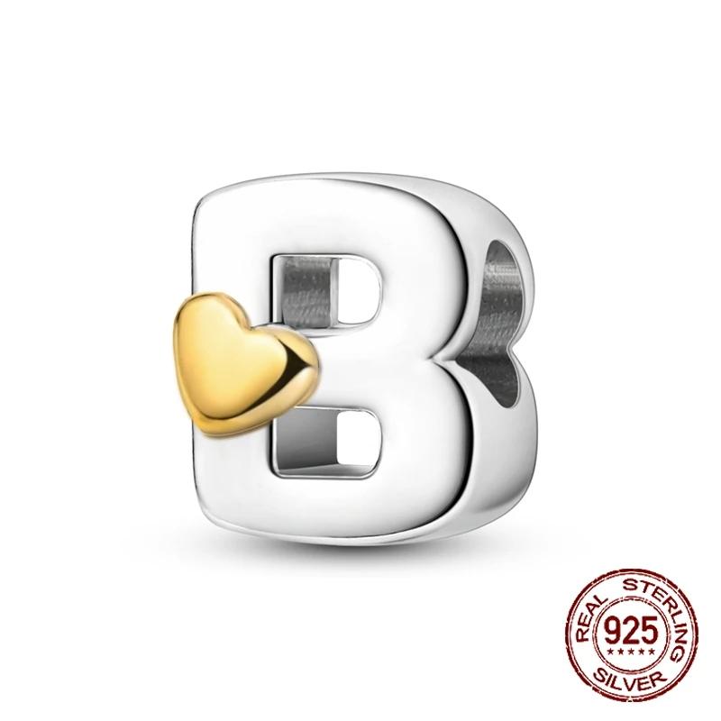 Copper Yellow Love 26 Letters Diy Love Charms Beads Fit 4Mm Hole Diameter Bracelets Fine Birthday Jewelry Gift