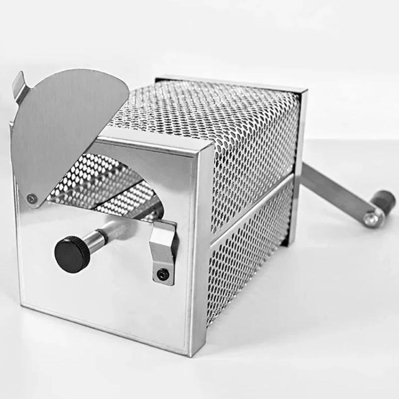 1pc Coffee Bean Roaster Hand Crank Open Flame Stainless Steel Rotary Cage Home Raw Bean Roasters No Heat Source