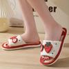 Korean Style Non-Slip Linen Strawberry Slippers for Women – Breathable, Sweat-Absorbent, Silent, Indoor Comfort for All Seasons