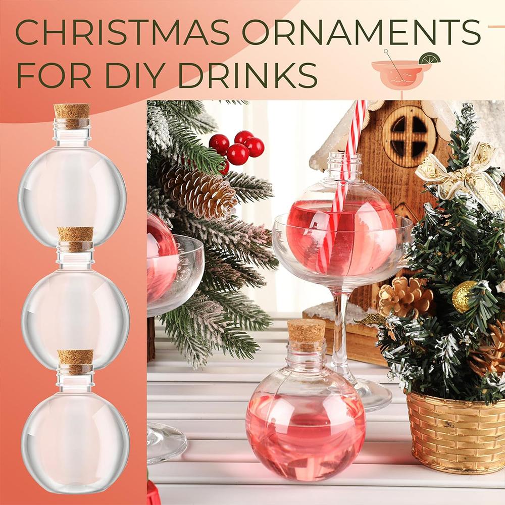 Spherical Plastic Potion Bottles Ball Shape Round Bottles 3.4 Oz Sand Art Bottles with Corks and Tags Bottle Candy Jar