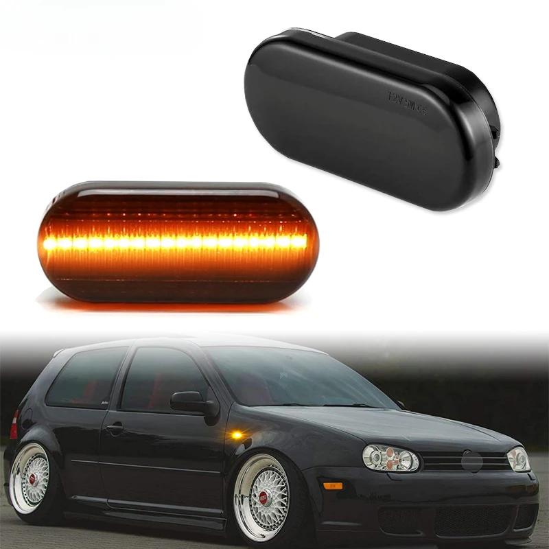 2 Stück Euro-Style Rauchglas Bernstein LED Seitenmarkierungsleuchten für Volkswagen MK4 Golf Jetta Bora B5/B5.5 Passat oder Beetle und GTI R32