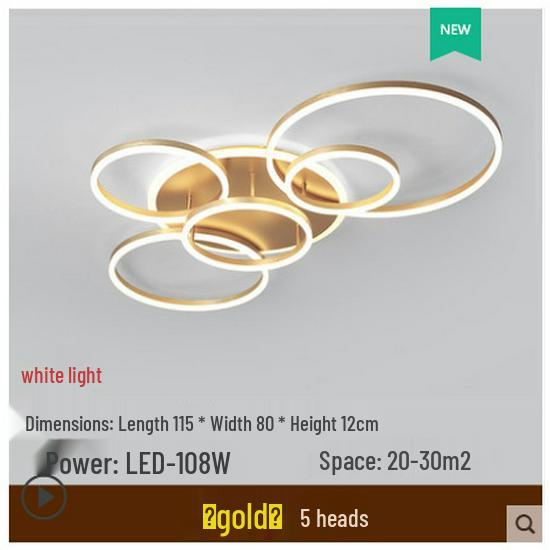 Modern Minimalist Gold Ring Ceiling Lamp for Living Room and Bedroom