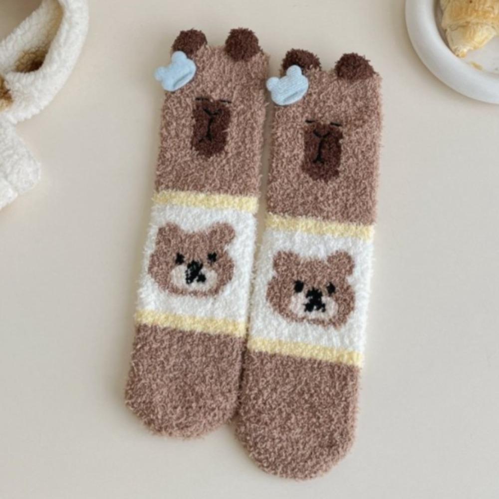 

Capibara Sleep Socks Fleece Thickened Carpet Home Socks Autumn Winter Mid-tube Stockings Women 6