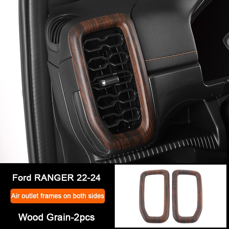 Holzmaserung Innenraum-Überzugsabdeckungen für Ford Ranger Wildtrak T9 2023 2024 Armaturenbrett-Verkleidung Lüftungsdüse Mittelkonsole Schalthebel-Panel-Abdeckung