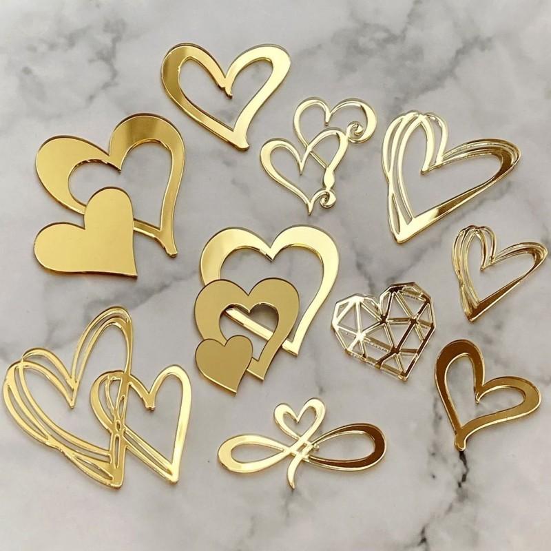 9 designs Ins Style Love Heart Acrylic Cake Topper Birthday Valentine's Day Cake Decoration Wedding Cake Side Acrylic Insert