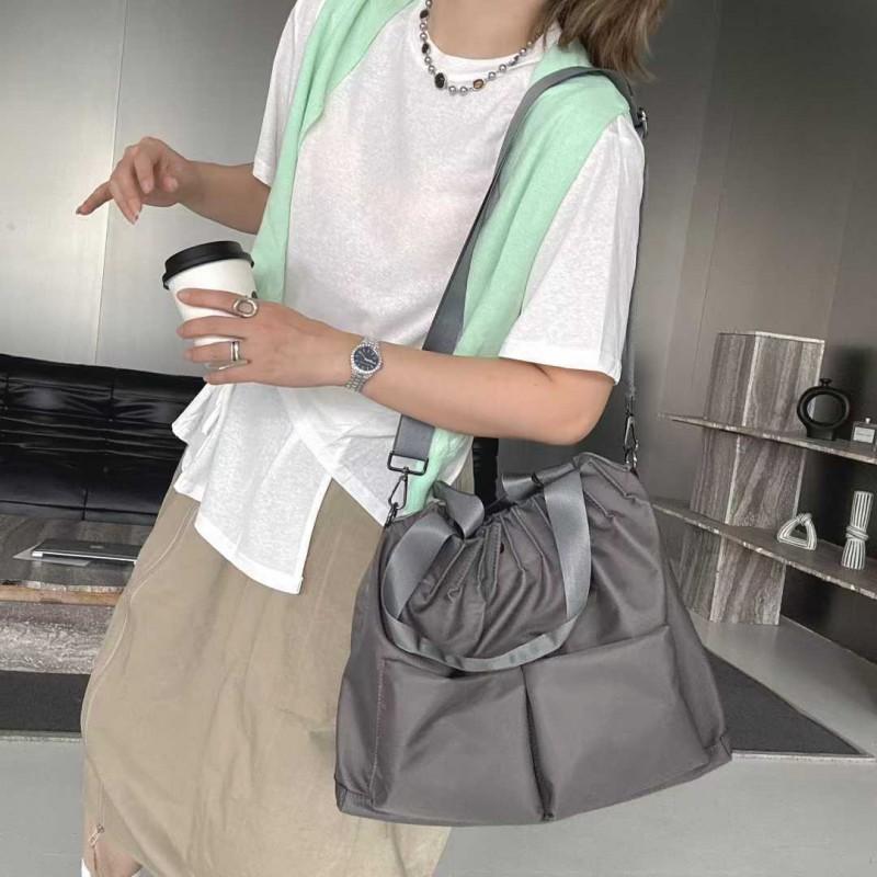 Korean Style Water Bucket Tote Bag Large Capacity Nylon Shoulder Crossbody With Dual Exterior Pockets Women
