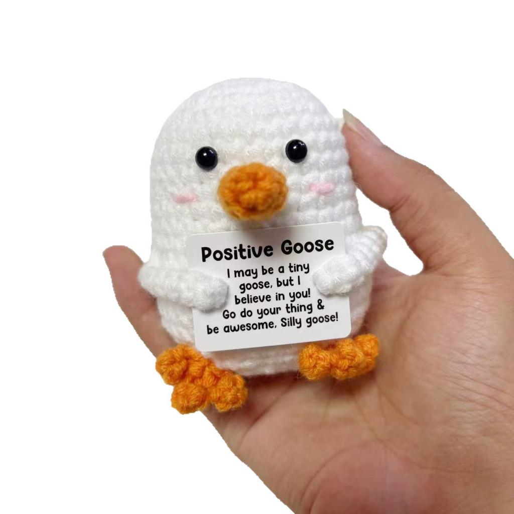 Niedliche Häkel-Emotional-Support-Gans Umarmungs-Puppe Desktop-Ornament Lustige Handgewebte Gestrickte Gänsevogel-Puppe Heimzimmer-Dekoration