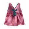 Girl Princess Dress With Bow And Plaid Suspender Dress