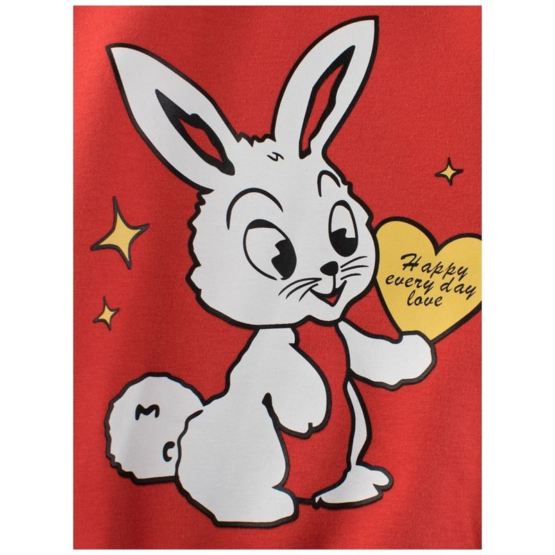 27Home Autumn and Winter Children's Clothing Kidsren's Sweatshirt New Year's Clothing Red Girls' Fleece Top Baby Rabbit Clothes