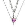 Fashionable Heart and Swords Necklace Adjustable Chain Neckchain Trendy Couple Jewelry for Daily Wear or Parties,