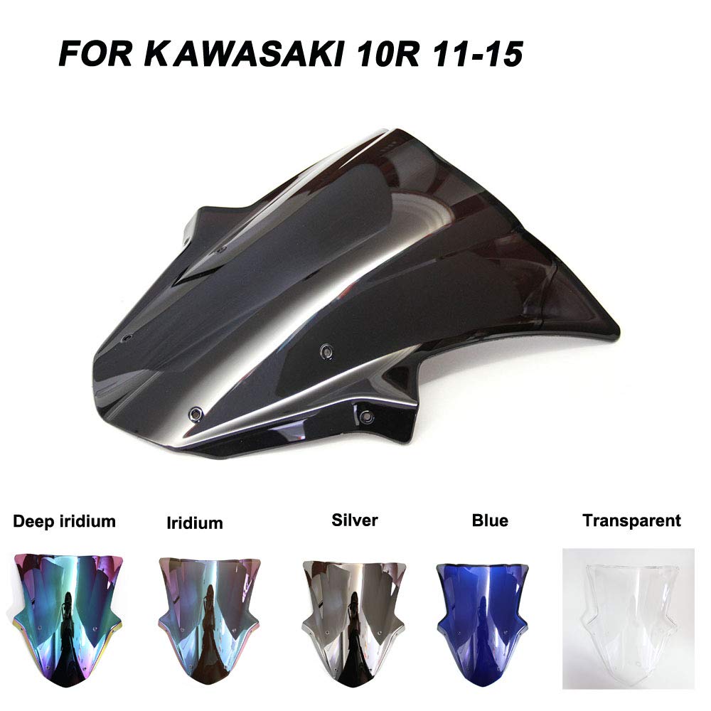 YUANYE Motorcycle Windshield Windscreen Wind Deflector Accessories for Kawasaki Ninja ZX10R ZX-10R 2011-2015 (Deep Iridium)
