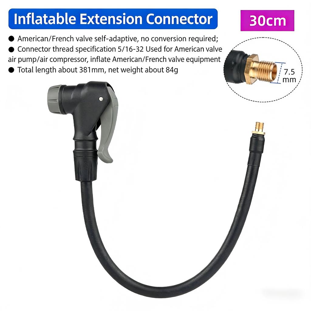 Inflatable Extension Tube Adapter for Schrade and Presta Valve Mountain Road Bike Pump Hose Conversion Head