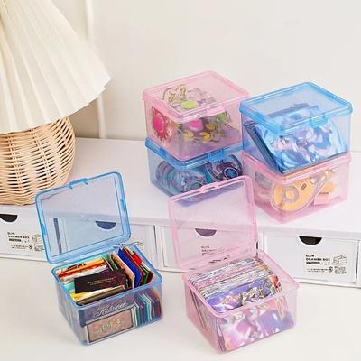 Card Storage Box Transparent Dust-Proof With Lid Children'S Small Card Change Sorting Box Multifunctional Desktop Sundries Storage Box